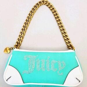 💋Juicy Couture Y2K Rhinestone Seafoam Baguette Bag💋New No Tags.